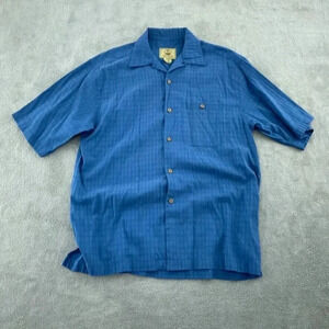 Joe Marlin Shirt Short Sleeve Button Down Mens L Blue 0535